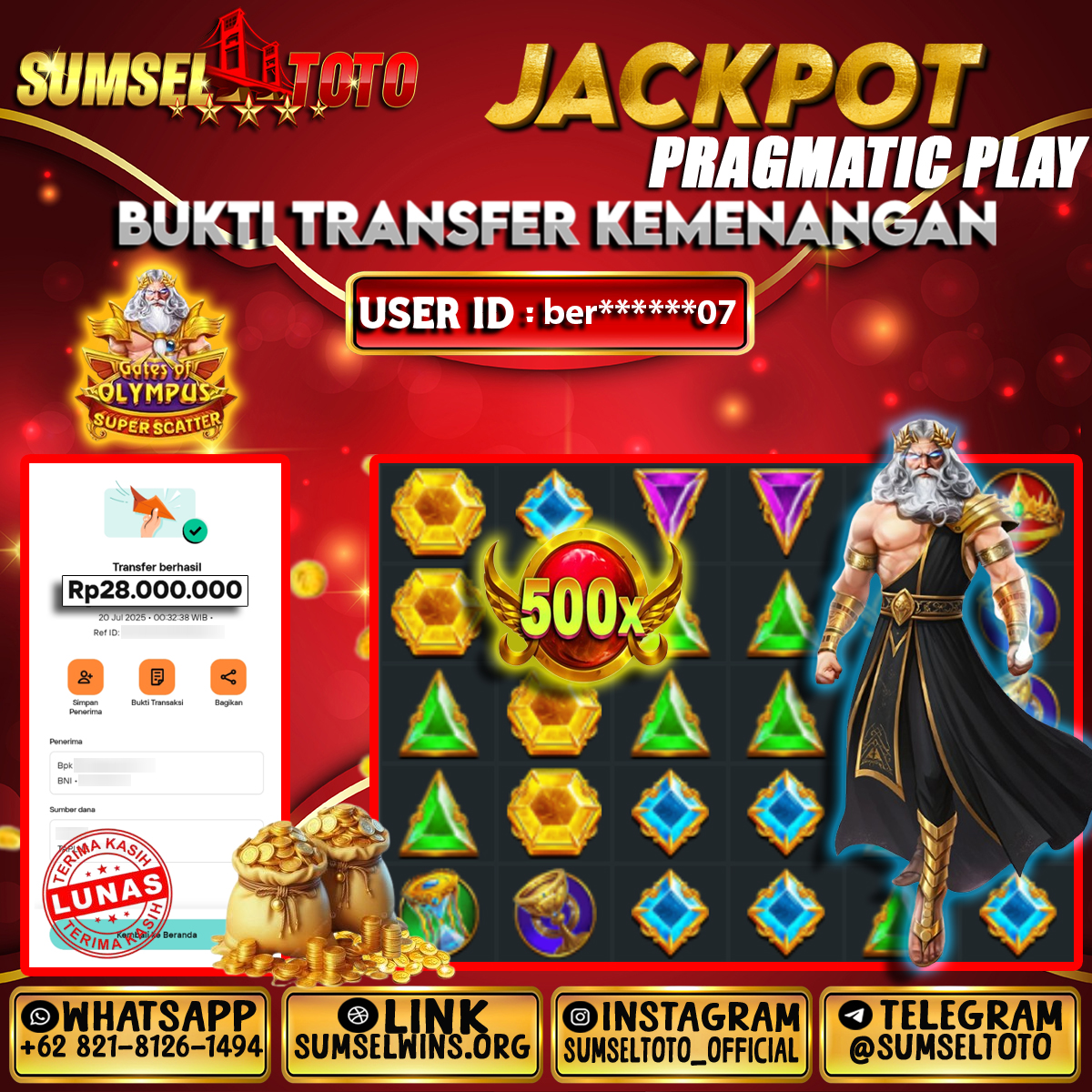 SUMSELTOTO JACKPOT GATES OF OLYMPUS Rp.28,000,000.,- LUNAS